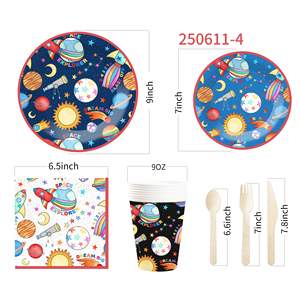 DAMAI Nuevo Juego de Vajilla Desechable Personalizado con Temática Espacial para Fiestas, Platos, Vasos y Servilletas de Papel para Niños - Product Image 5