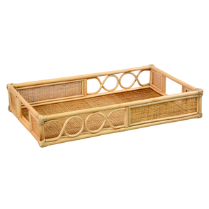 Bandeja rectangular de mimbre para mesa de centro, bandeja de mimbre para servir alimentos, bebidas o decoración, hecha en Vietnam, superventas - Product Image 1