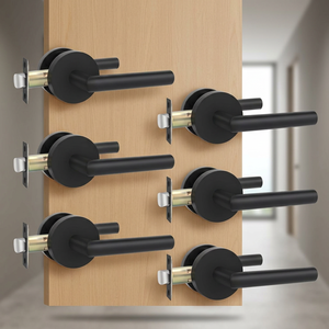 Poignée de tirage moderne noire Goldenwarm, poignée de porte de placard intérieure noire mate, poignée de passage en acier inoxydable pour couloir, installation facile, lot de 6 - Product Image 3