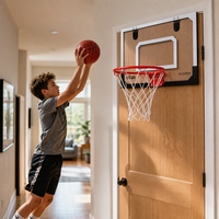 Panier de basket portable pliable en métal pour montage mural, intérieur/extérieur, avec mini-panneau de jeu, pour enfants, adolescents et adultes