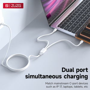 ZUZG 60W Type-C สาย <span class=keywords><strong>USB</strong></span> 2-in-1 PD ชาร์จเร็วพร้อมสายเคเบิลข้อมูล TPE สำหรับแอปเปิ้ลซีรีส์ 15-17/แล็ปท็อปซัมซุง ออปโป้ วีโว่ เสี่ยวมี่ - Product Image 4