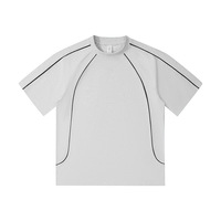 Camiseta Deportiva de Algodón para Hombre, con Logotipo Bordado Personalizado OEM, Línea Blanca en Contraste, Estilo Raglán, Transpirable, para Entrenamiento Deportivo en Equipo