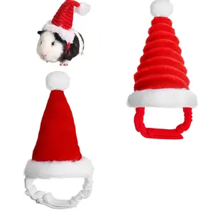 C1459 morbido e confortevole criceto Pet cappello di natale piccoli animali costumi di babbo natale Set criceto cappello di natale