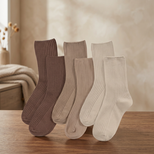 Chaussettes en coton côtelé respirantes, anti-bactériennes, de couleur unie, à séchage rapide, pour usage quotidien, décontractées, vente en gros - Product Image 3
