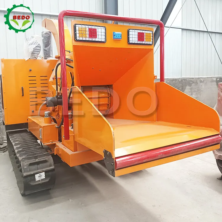 Thông tin phản hồi tốt mới thương mại màu xanh lá cây lá mulcher rừng theo dõi DIESEL trống chi nhánh log gỗ chipper để bán