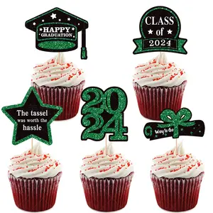 High Quality Factory Sale Cake Toppers Paper Happy Birthday 5pcs Graduation Party Cake Topper