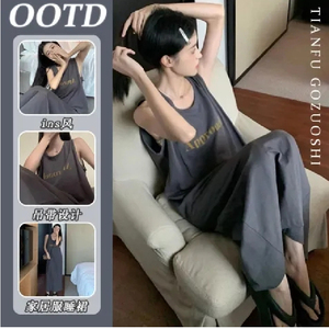Chemise de nuit pas cher été dames costumes de nuit sans manches femmes chemise de nuit fournisseurs de vêtements de nuit noir pyjamas long tricot <span class=keywords><strong>nuisette</strong></span> - Product Image 6