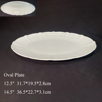 Nouvel ensemble d'assiettes de dîner ovales en céramique blanche gaufrée de style européen, assiette à poisson en porcelaine, plat à fruits de mer pour restaurant et banquet