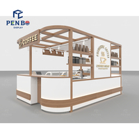 Kiosque à café design 2025 en bois pour centre commercial, boulangerie et café