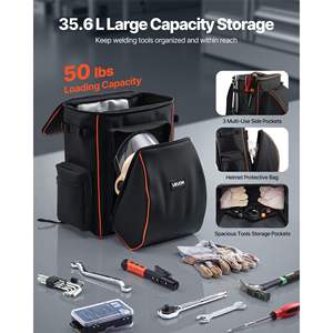 Mochila de soldadura de poliéster 600D 35.6L para herramientas y bolsa de herramientas para soldador de casco - Product Image 2