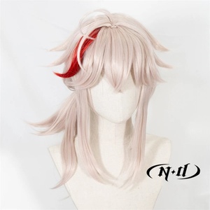 วิกผมคอสเพลย์ ND Kaedehara <span class=keywords><strong>Kazuha</strong></span> จากเกม Genshin Impact  แบบตาข่ายสีชมพู  ความหนาแน่น 130% ใยสังเคราะห์ทนความร้อนสูง ผลิตด้วยเครื่องจักร - Product Image 6