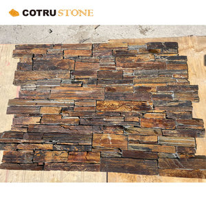 Bán Buôn Giá Rẻ Ngoài Trời Hiện Đại Châu Âu Nâu Tự Nhiên <span class=keywords><strong>Slate</strong></span> Veneer Văn Hóa Honed Gạch Cho Biệt Thự Trang Trí Tường Tường Ngoài Trời - Product Image 5