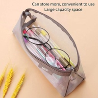 Vente chaude Transparent maille Polyester porte-crayon triangulaire grande capacité école bureau papeterie sac de rangement Logo personnalisé