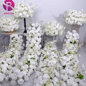 Ivoire blanc fleur coureur fleur rangée mariage centres <span class=keywords><strong>de</strong></span> <span class=keywords><strong>table</strong></span> fête événements décoration soie artificielle Rose <span class=keywords><strong>chemin</strong></span> <span class=keywords><strong>de</strong></span> <span class=keywords><strong>table</strong></span> - Product Image 4