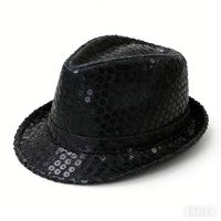 Sombrero Fedora con Lentejuelas Brillantes para Baile, Hip Hop, Fiesta, Disfraz, Carnaval, Halloween, Navidad, Año Nuevo, Adultos y Niños