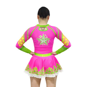 Roze <span class=keywords><strong>Cheerleading</strong></span> Uniform Met Mamre Print Kleurrijk Ontwerp Op Maat Gemaakte Teamwedstrijd Cheer Dance Performance Jurk - Product Image 2