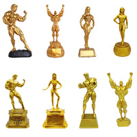 Trophée de Champion de Musculation en Résine de Luxe, Finition Or Antique, Statue Homme Musclé, Cérémonie de Remise des Prix, Vente en Gros