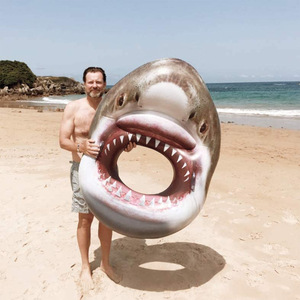 Inflatable Shark Mouth Swimming Ring 120Cm Adult Water Float With Cup Hole PVC Material Pool Lounger Floats - Product Image 4