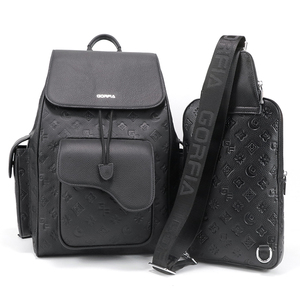 Gorfia Wholesale Fashion Embossed PU Print <b>Backpack</b> and Chest Bag Set Luxury Men's Travel <b>Backpack</b> Crossbody Chest Bag - Product Image 5