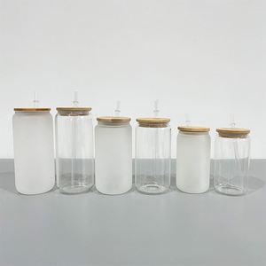 Entrepôt US – Nouveauté ! Gobelets en verre dépoli transparent effet ombré de 12oz, 16oz, 20oz en forme de canette de bière pour transfert par sublimation blanc - Product Image 3