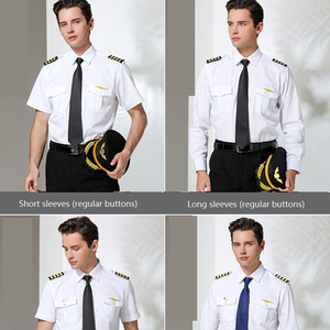 Pilota, assistente di volo, uniforme da capitano maschile, abbigliamento da lavoro di sicurezza della proprietà 50% camicia bianca in poliestere/cotone all'ingrosso - Product Image 3