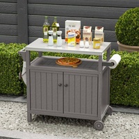 AJUNION Armoire de cuisine extérieure en plastique étanche Grill Table Cart Cuisine extérieure Grill Island