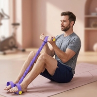 Banda de Resistencia Elástica de 6 Tubos para Yoga, Cuerda de Tensión Multifuncional para Abdomen, Cintura, Piernas, Estiramiento y Entrenamiento de Adelgazamiento