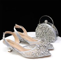 Ensemble de chaussures et sac italiens de luxe pour femmes, ornés de cristaux et de strass, pour les soirées africaines