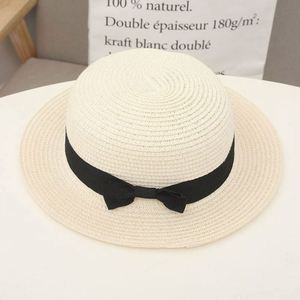 Wholesale Seaside Sunshade Paper Sun Beach <b>Hats</b> <b>Flat</b> Round Top Womens Straw <b>Hats</b> - Product Image 4