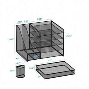 Mesh Desk Office Metal Furniture Organizer with Paper Letter Tray <b>File</b> <b>Drawer</b> Holder Desktop Organizer and Storage - Product Image 2