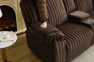 Modern Brown Corduroy L-Shape Sectional Sofa Luxury Living Room Furniture <b>Convertible</b> Recliner Couch <b>Bed</b> Set for Apartment Use - Product Image 3