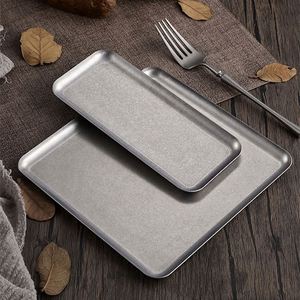 304 Retro thép không gỉ Bông Tuyết Bạc cũ tấm vuông khay bít tết tấm sáng tạo nhà hàng đặt ra tấm tráng miệng - Product Image 3