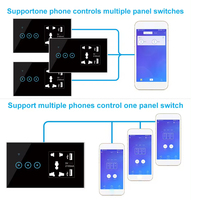 Interrupteur mural tactile intelligent, électrique, wi-fi, avec USB, universel, 1, 2 ou 3 gangs, compatible avec Alexa et Google Home, 240/90V