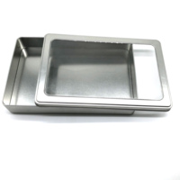 Boîte en métal rectangulaire avec fenêtre transparente en PVC, boîte en métal de qualité alimentaire pour l'emballage de chocolat, de bonbons et de biscuits, impression personnalisée