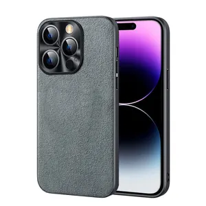 Casing ponsel isi daya nirkabel untuk iPhone 14 Pro Max, casing kulit Suede mewah, lembar magnetik nirkabel isi daya, casing ponsel untuk iPhone 14 Pro Max