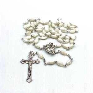 Top Grade Rice Sharp Nature Shell Beaded Catholic Prayer Religious Necklace Our lady Holy Soil Centerpieces for Men Rosary - Product Image 2