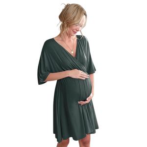 ชุดคลุมท้องสำหรับโรงพยาบาล ชุดนอนสำหรับคุณแม่ตั้งครรภ์ ชุดนอนให้นมบุตร ชุดนอนสำหรับให้นมบุตร ชุดเดรสไม้ไผ่ต้านเชื้อแบคทีเรีย - Product Image 3