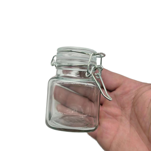 BZY - <span class=keywords><strong>Precio</strong></span> más económico - Mini frasco <span class=keywords><strong>de</strong></span> vidrio cuadrado hermético <span class=keywords><strong>de</strong></span> 100 ml con tapa <span class=keywords><strong>de</strong></span> clip giratoria y serigrafía para almacenamiento <span class=keywords><strong>de</strong></span> alimentos, Jiangsu - Product Image 2