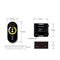ESann Température de couleur CCT Télécommande réglable Contrôleur de gradateur de LED à batterie pour double bande lumineuse à LED blanche