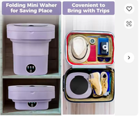 Mini-laveuse électrique portable pliable pour le repassage et le lavage pratique des sous-vêtements, chaussettes, vêtements de bébé et serviettes