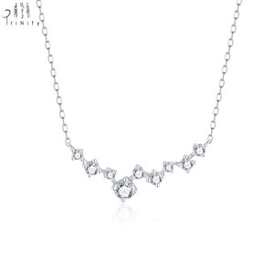 Hong Kong Wholesale Exquisite Diamond Design Jewelry 18K <b>Solid</b> White <b>Gold</b> Natural Diamond Daily Wearing Chain <b>Pendant</b> Necklace - Product Image 1