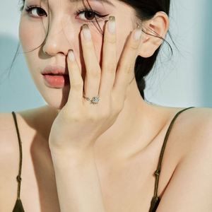 Dylam Dainty S925 Silver Rhodium 18K Gold Plated Adjustable Open 5A Cubic Zirconia <b>Cat</b> Eye Stone Sun Shape Anxiety Spinning <b>Ring</b> - Product Image 4