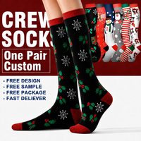 Chaussettes de Noël à compression de haute qualité, chaussettes de Noël hautes, chaussettes de Noël multi-designs à motifs de dessins animés, chaussettes cadeaux de Noël, chaussettes personnalisées