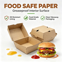 Caja para llevar comida desechable personalizada, contenedores de comida Kraft de papel corrugado, caja de comida rápida para llevar hamburguesas