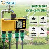 Programmateur d'irrigation solaire programmable à 4 ports, contrôleur de vanne d'eau, chargeur solaire USB, capteur de pluie, minuterie d'arrosage goutte à goutte pour jardin et pelouse