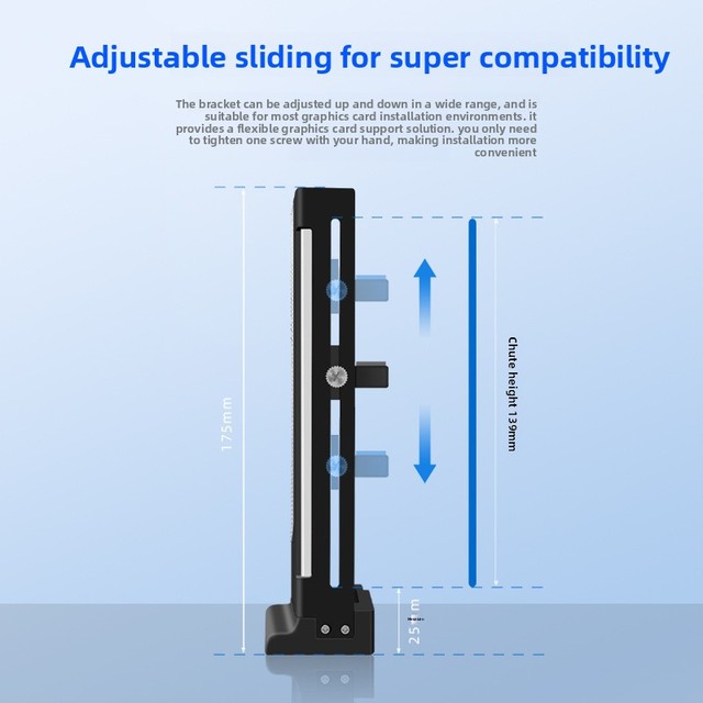 Computer ARGB Illuminated Vertical Graphics Card Aluminum Alloy Bracket with Easy Disassembly and Jack Mounting Support