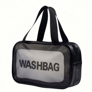 OEM Custom Portable Frosted PVC Toiletry Cosmetic <b>Bag</b> Waterproof <b>Transparent</b> <b>Makeup</b> <b>Bag</b> - Product Image 1