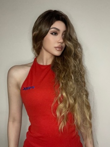Ainizi Ready to Ship 26 in Long Wavy Synthetic <strong>Wigs</strong> Ombre Brown Blonde <strong>Wig</strong> for Women Natural Party <strong>Lolita</strong> Daily Hair <strong>Wig</strong> - Product Image 5