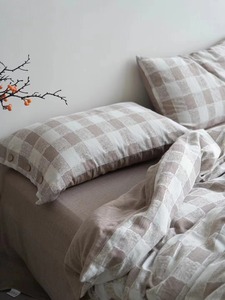 Bông Và Vải Lanh Sợi Nhuộm Vải Dệt Jacquard Vải Cho Bốn Mảnh Thiết Lập Nhật Bản Phong Cách Đơn Giản Tấm Ga Trải Giường Bộ Đồ Giường - Product Image 5