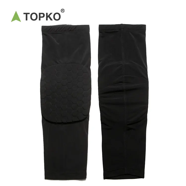 TOPKOプロフェッショナルエラスティックハニカムプロテクションパッドロングバスケットボールフットボールレッグコンプレッションスリーブニーブレース